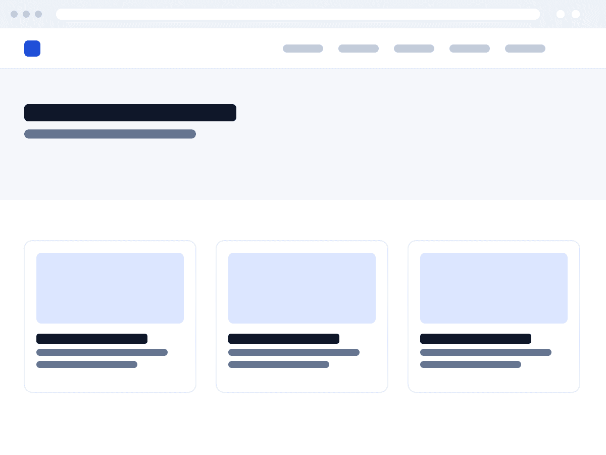 Company website home page with a services menu and an about section